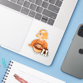 かわいい犬のプリン – オレンジ色の美しいアニメのデザート シール (ノートパソコンとiPhone)