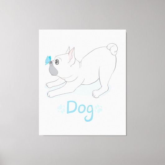 かわいい犬のプレゼント |おもしろい犬(蝶) キャンバスプリント (正面)