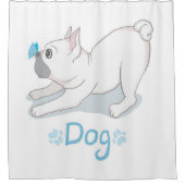 かわいい犬のプレゼント |おもしろい犬（蝶） シャワーカーテン (正面)