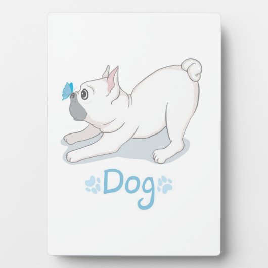 かわいい犬のプレゼント |おもしろい犬(蝶) フォトプラーク (正面)