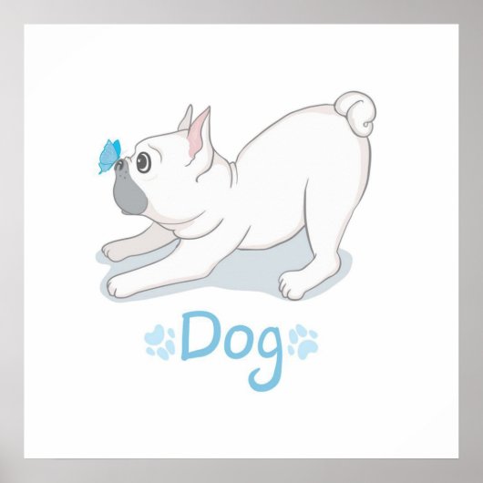 かわいい犬のプレゼント |おもしろい犬（蝶） ポスター (正面)