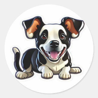 かわいい犬のベーゼン+パピー、幸せなワンコ #1 ラウンドシール