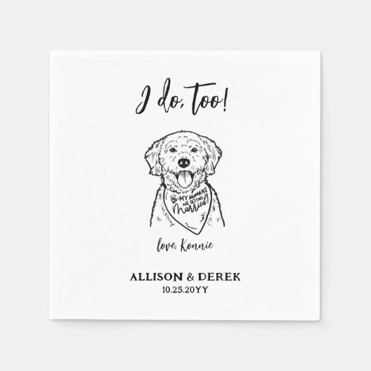かわいい犬のペットの名前結婚の スタンダードカクテルナプキン (正面)