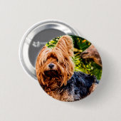 かわいい犬のペットヨーキーの平和愛の運命楽しいアート 缶バッジ (正面&裏面)