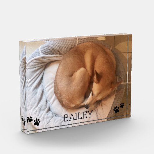 かわいい犬のペット写真名Pawprintsフォトブロック フォトブロック (左)