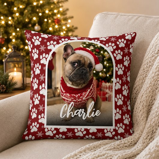 かわいい犬のペット写真 クリスマス クッション
