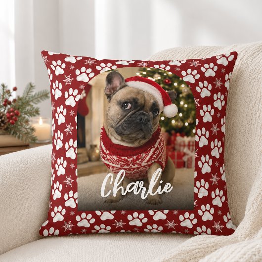 かわいい犬のペット写真 クリスマス クッション