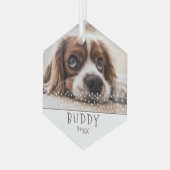 かわいい犬のペット写真 白い星 クリスマス ガラスオーナメント (正面左)