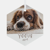 かわいい犬のペット写真 白い星 クリスマス ガラスオーナメント (裏面)