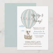 かわいい犬のホットエアバルーン ベビーシャワー招待状 招待状 (正面/裏面)