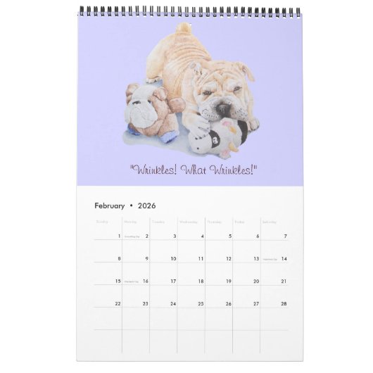 かわいい犬のポートレート絵画realist art 2017 カレンダー (2月 2026)