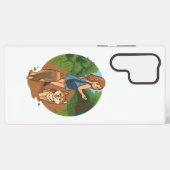 かわいい犬のママが子犬と森の遊歩道を散歩するイラスト SAMSUNG GALAXYケース (裏面横)
