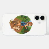 かわいい犬のママが子犬と森の遊歩道を散歩イラスト Case-Mate iPhoneケース (裏面 (横))