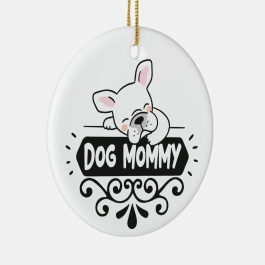かわいい犬のママのペット動物愛好家 セラミックオーナメント (右)
