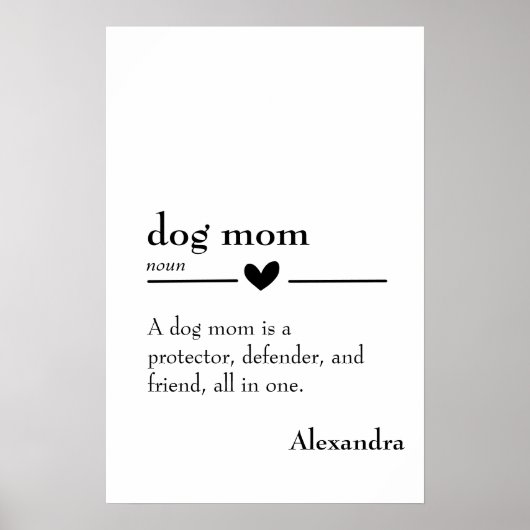 かわいい犬のママ定義名詞名前をカスタムする ポスター (正面)
