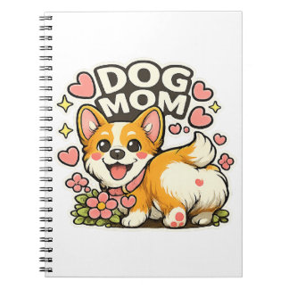 かわいい犬のママ コーギー ステッカー キュート フラワー ハート アート ノートブック