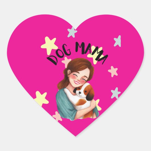 かわいい犬のママ ハートシール (正面)