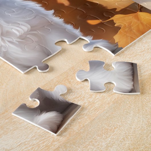 かわいい犬のマルチーズ子犬かぼちゃの秋秋の名前 ジグソーパズル (側面)