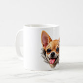 かわいい犬のミーム 3Dデザイン - 面白いチワワの顔 コーヒーマグカップ (正面左)