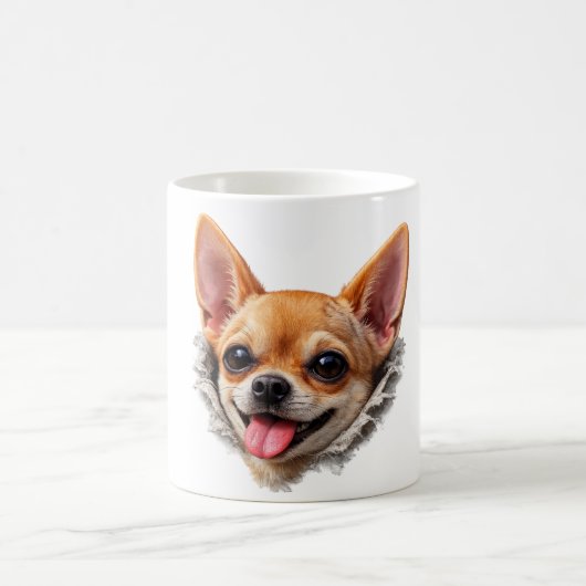 かわいい犬のミーム 3Dデザイン - 面白いチワワの顔 コーヒーマグカップ (中央)