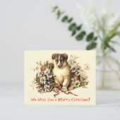 かわいい犬のメリークリスマスのカードおよび郵便はがき シーズンポストカード (スタンド正面)