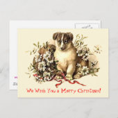 かわいい犬のメリークリスマスのカードおよび郵便はがき シーズンポストカード (正面/裏面)