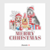 かわいい犬のメリークリスマスホリデーステッカー シール (シート)