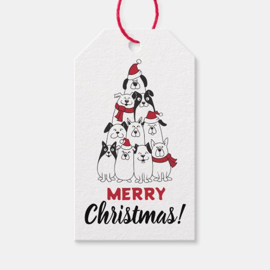 かわいい犬のメリークリスマス ギフトタグ (正面)