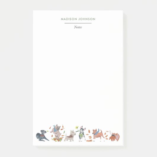 かわいい犬のモノグラム ポストイット (正面)