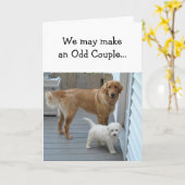 かわいい犬のユーモアの記念日パートナーの恋人 カード (黄色い花)