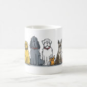 かわいい犬のラインアップイラスト - 多様な子犬チーム コーヒーマグカップ (中央)