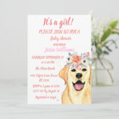 かわいい犬のラブラドール動物ピンクの子犬のベビーガール 招待状 (スタンド正面)