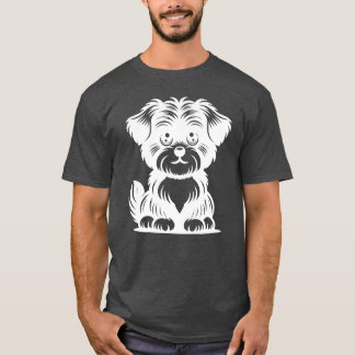 かわいい犬のレトロな肖像画 友達へのプレゼントに Tシャツ