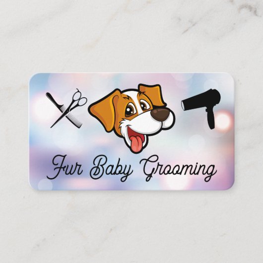 かわいい犬のロゴ 笑顔 |グルーミング用品|ボケ 名刺 (正面)