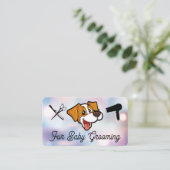 かわいい犬のロゴ 笑顔 |グルーミング用品|ボケ 名刺 (スタンド正面)