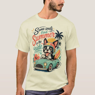 かわいい犬のロードトリップデザイン Tシャツ