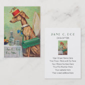 かわいい犬の付き添いまたはドッグウォーカーのヴィンテージの名刺 名刺 (正面/裏面)