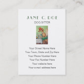 かわいい犬の付き添いまたはドッグウォーカーのヴィンテージの名刺 名刺 (裏面)