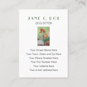 かわいい犬の付き添いまたはドッグウォーカーのヴィンテージの名刺 名刺 (裏面)