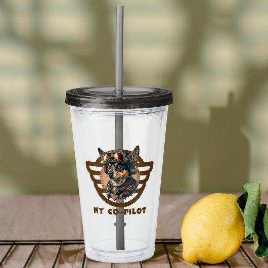 かわいい犬の共同パイロットクール、ペット動物、航空 アクリルタンブラー