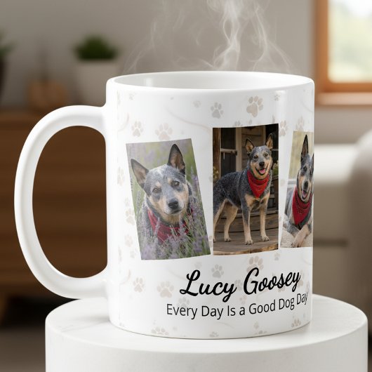 かわいい犬の写真と名前のメッセージ コーヒーマグカップ