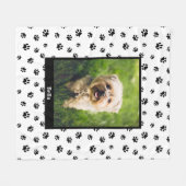 かわいい犬の写真と名前ブラックポープリントパターン フリースブランケット (正面(横))