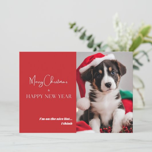 かわいい犬の写真のホリデーカード シーズンカード (スタンド正面)