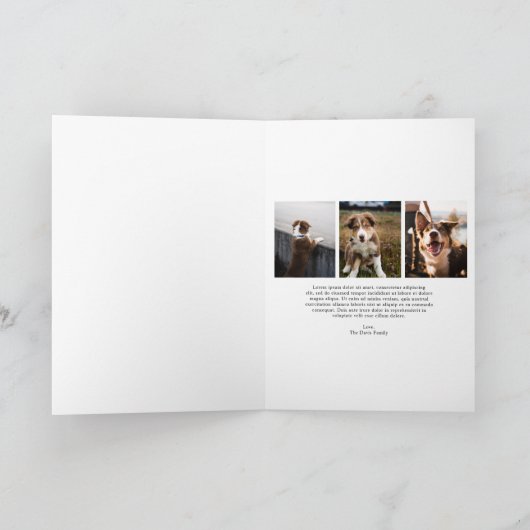 かわいい犬の写真のモダンクリスマス シーズンカード (内部)