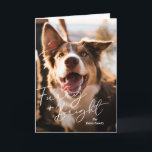 かわいい犬の写真のモダンクリスマス シーズンカード<br><div class="desc">ペットドッグのモダン写真にシンプルおけるキュートなグリーティング「Furry and Bright」を台本に添えミニマルて、デザインとを織り交ぜたフォトクリスマスカーエレガントド。内部には写真のコラージュがあり、3枚の垂直な写真と黒白パーソナライズされたのメッセージが入っている。</div>