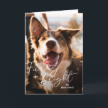 かわいい犬の写真のモダンクリスマス シーズンカード<br><div class="desc">ペットドッグのモダン写真にシンプルおけるキュートなグリーティング「Furry and Bright」を台本に添えミニマルて、デザインとを織り交ぜたフォトクリスマスカーエレガントド。内部には写真のコラージュがあり、3枚の垂直な写真と黒白パーソナライズされたのメッセージが入っている。</div>