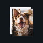 かわいい犬の写真のモダンクリスマス シーズンポストカード<br><div class="desc">ペットモダンの犬の写真を超えたスクリプトにキュートなあいさつミニマル「Furry and Bright」を添えたデザインとを搭載したフォトクリスマスハガキエレガント。背中に黒と白のメッセージとパーソナライズされた一緒に2番目の写真がある。</div>