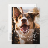 かわいい犬の写真のモダンクリスマス シーズンポストカード (正面/裏面)