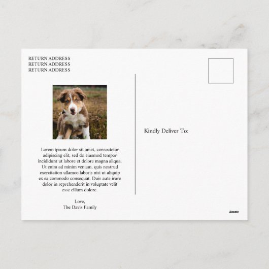 かわいい犬の写真のモダンクリスマス シーズンポストカード (裏面)