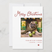かわいい犬の写真メリーパーソナライズされたクリスマスカスタム シーズンカード (正面)